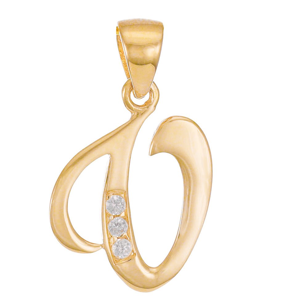 14ct Gold Initial Pendant Letter V - 24mm - FJewellery