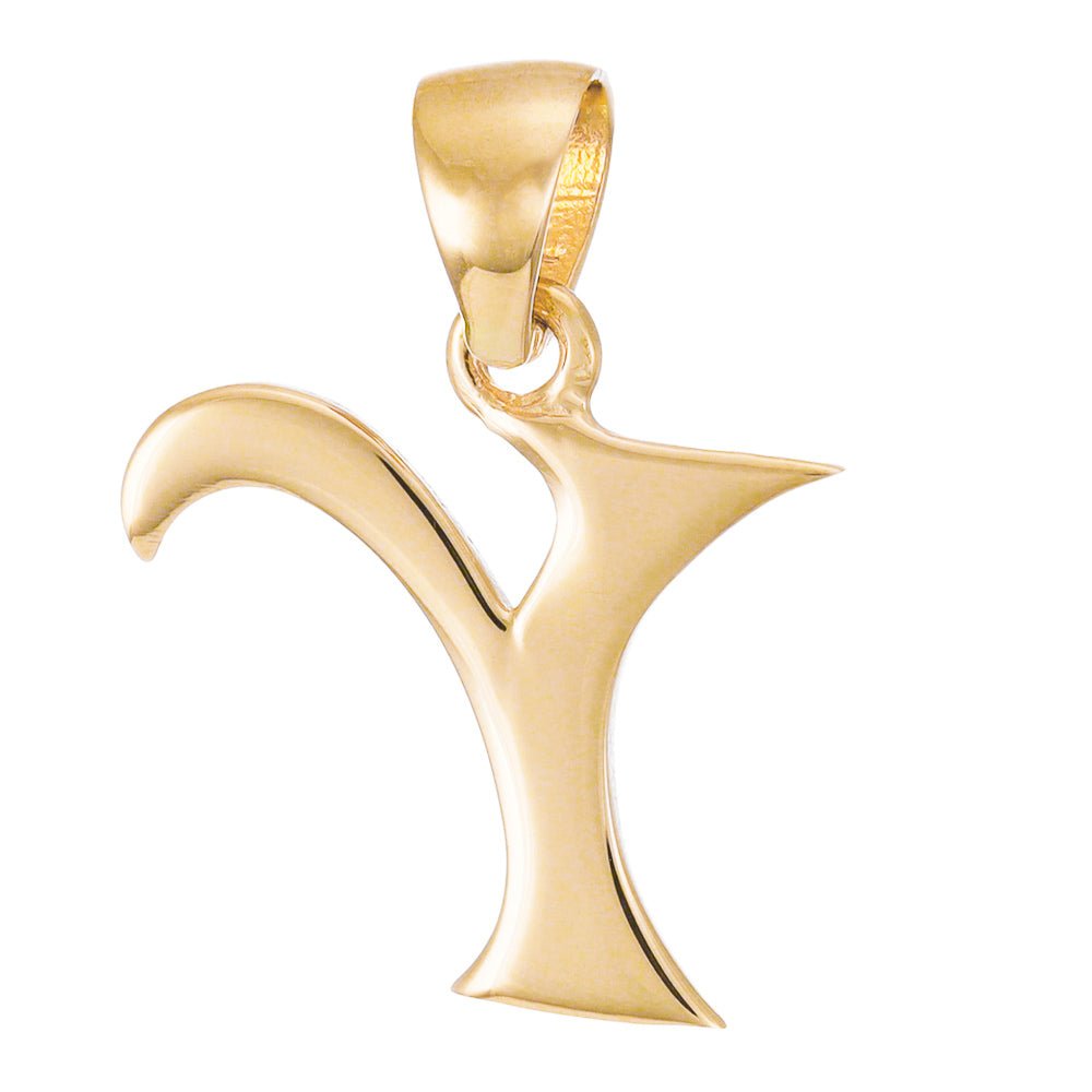 14ct Gold Initial Pendant Letter Y - 22mm - FJewellery