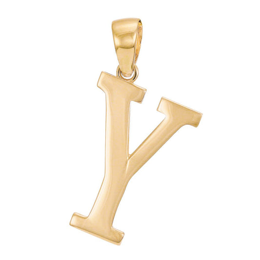 14ct Gold Initial Pendant Letter Y - 37mm - FJewellery