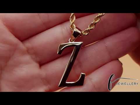 14ct Gold Initial Pendant Letter Z - 37mm - FJewellery