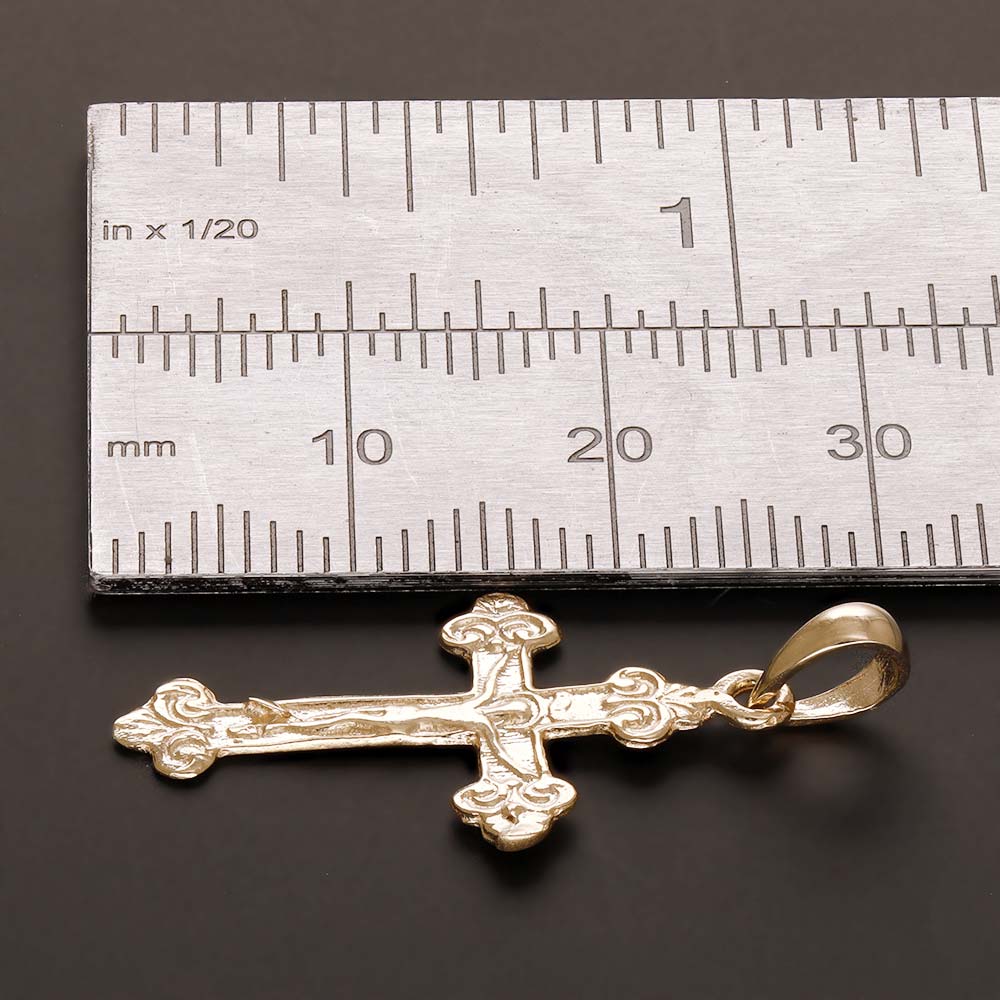 14ct Gold Ornamental Crucifix Cross Pendant - 30mm - FJewellery