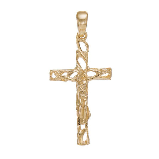 14ct Gold Ornamental Crucifix Cross Pendant - 39mm - FJewellery