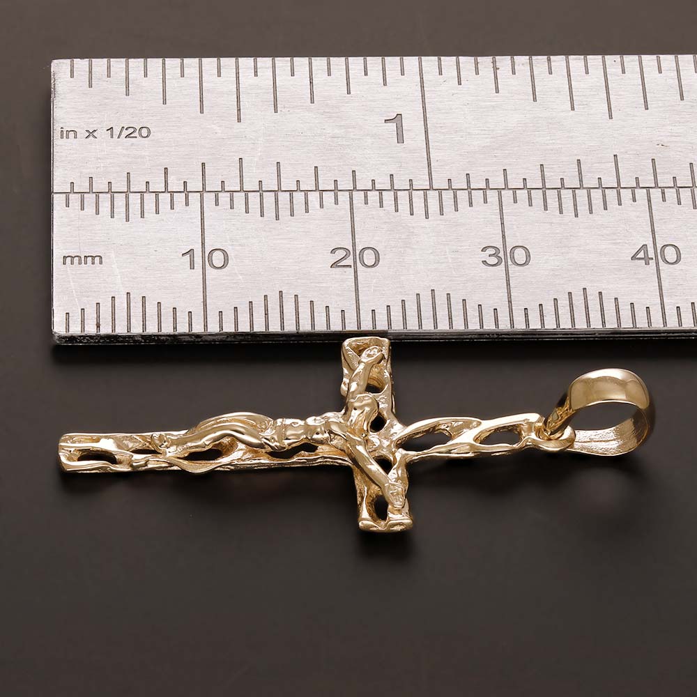 14ct Gold Ornamental Crucifix Cross Pendant - 39mm - FJewellery