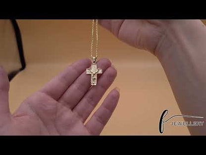 14ct Gold Ornamental Patterned Crucifix Cross Pendant - 32mm - FJewellery