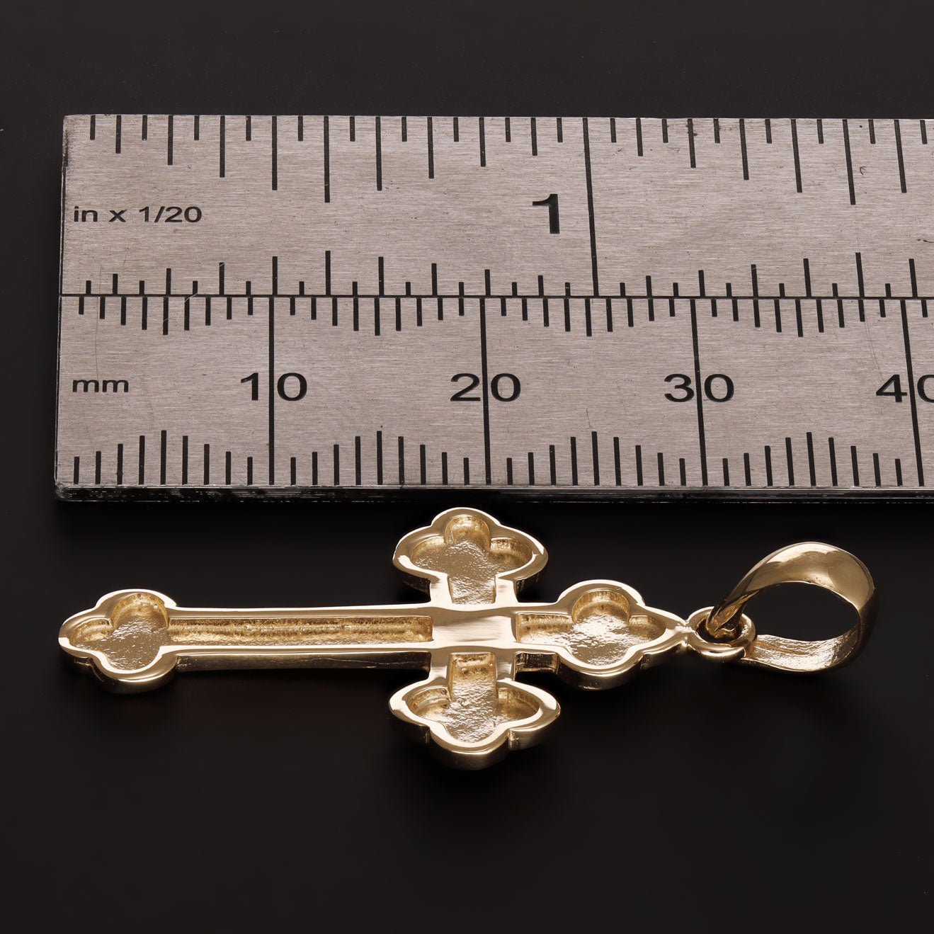 14ct Gold Orthodox Patterned Crucifix Cross Pendant - 37mm - FJewellery