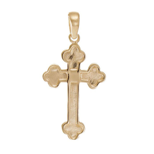 14ct Gold Orthodox Patterned Crucifix Cross Pendant - 37mm - FJewellery