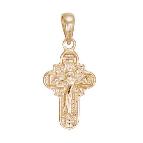 14ct Gold Orthodox Patterned Design Cross Pendant - 23mm - FJewellery