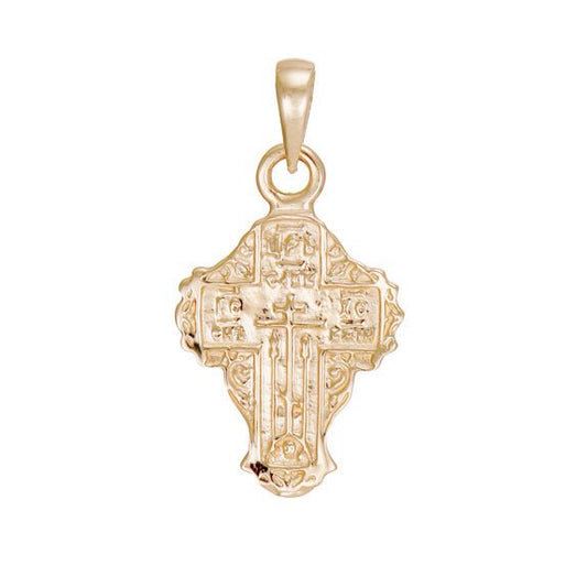 14ct Gold Orthodox Patterned Design Cross Pendant - 25mm - FJewellery
