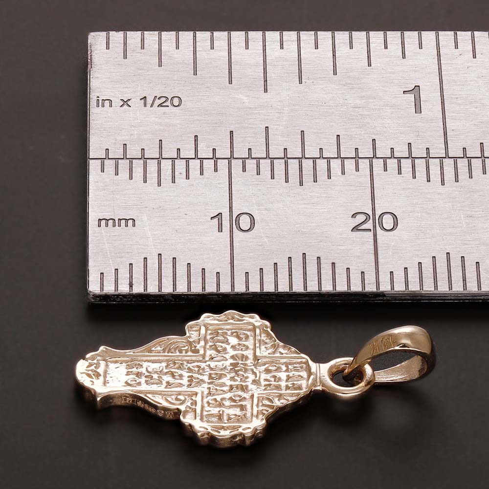 14ct Gold Orthodox Patterned Design Cross Pendant - 25mm - FJewellery