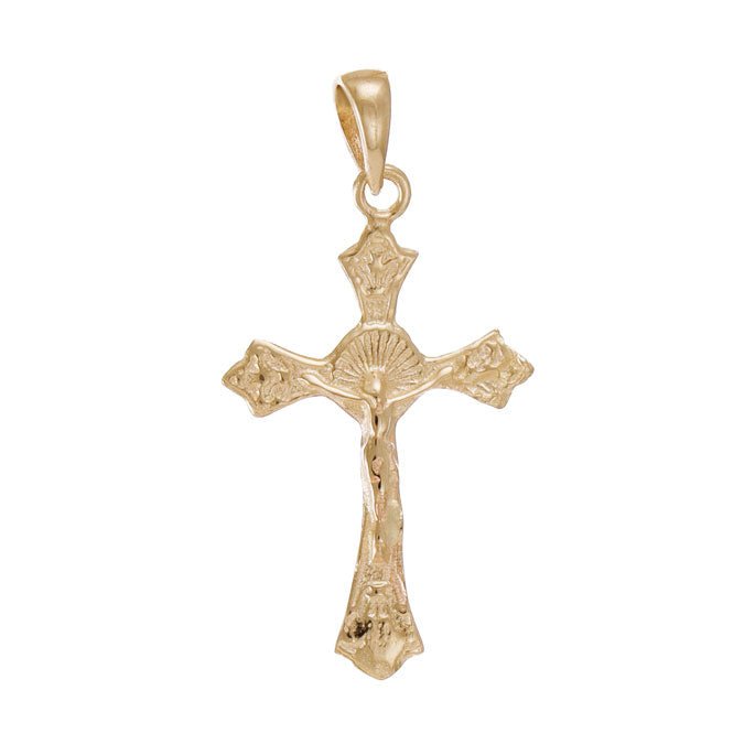 14ct Gold Orthodox Russian Crucifix Cross Pendant - 32mm - FJewellery