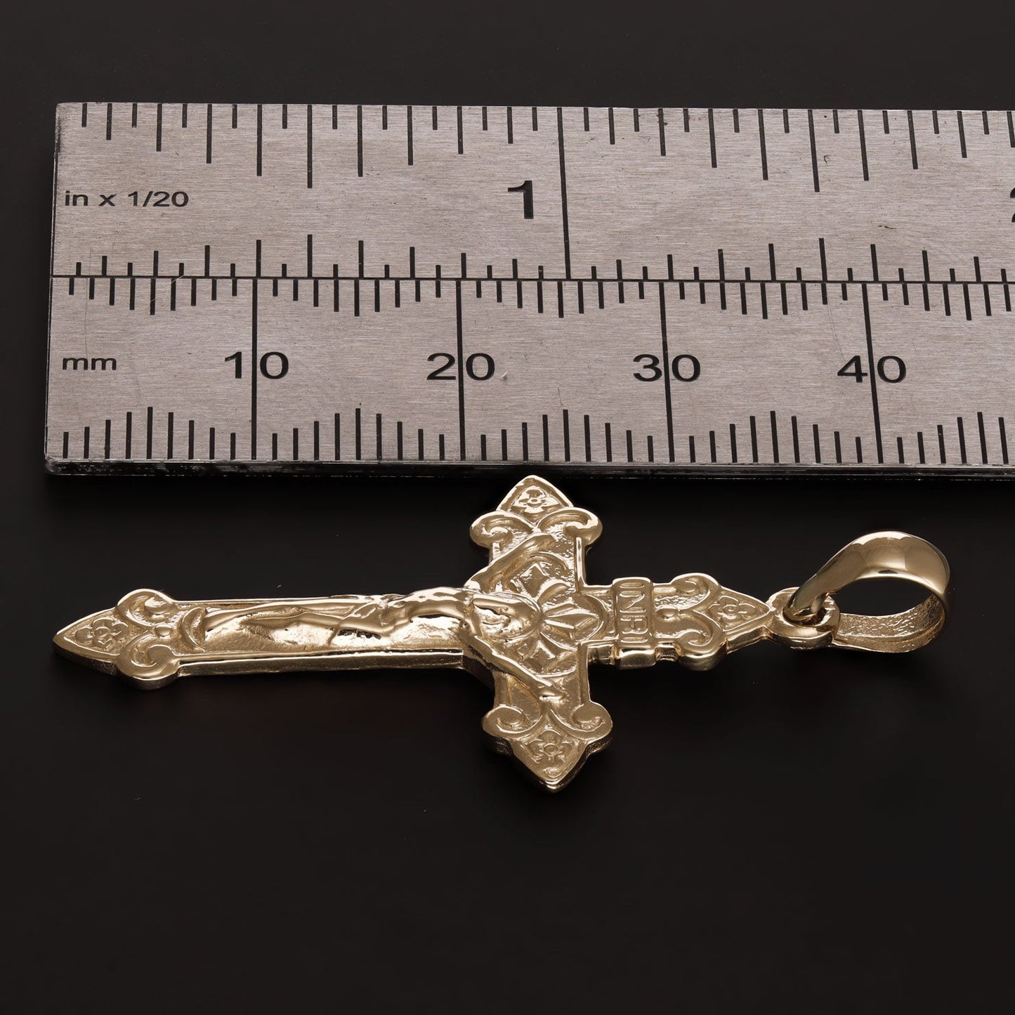 14ct Gold Orthodox Russian Crucifix Cross Pendant - 43mm - FJewellery