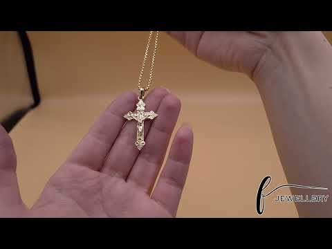 14ct Gold Orthodox Russian Crucifix Cross Pendant - 43mm - FJewellery