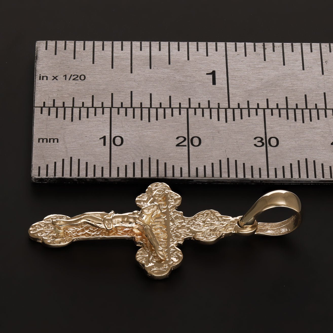 14ct Gold Orthodox Russian Patterned Crucifix Cross Pendant - 34mm - FJewellery