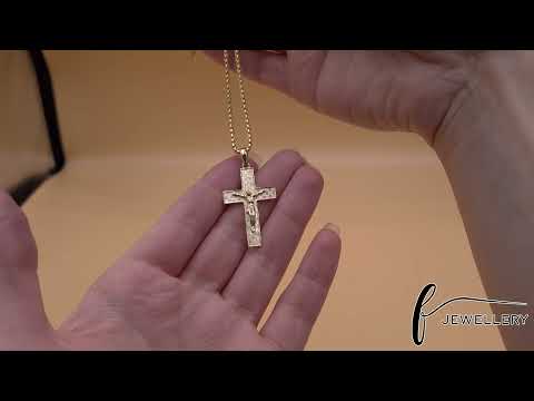 14ct Gold Orthodox Russian Patterned Crucifix Cross Pendant - 40mm - FJewellery