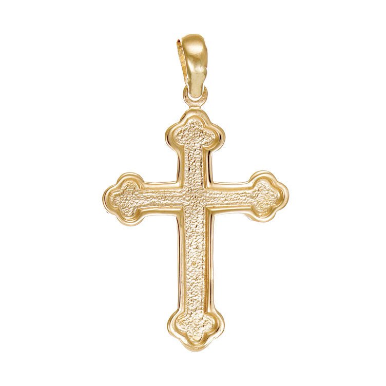 14ct Gold Patterned Cross Pendant - 40mm - FJewellery