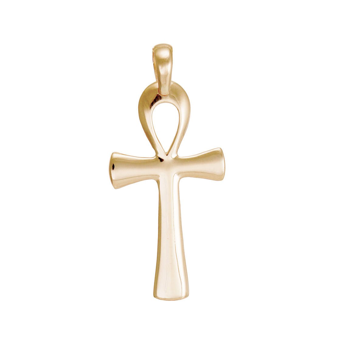 14ct Gold Plain Ankh Cross Pendant - 41mm - FJewellery