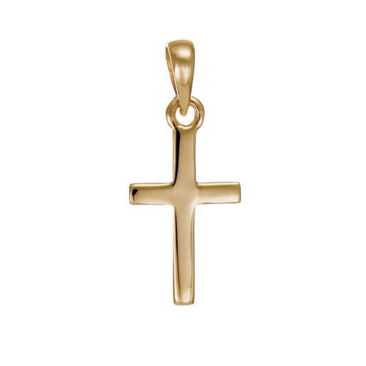 14ct Gold Plain Cross Pendant - 23mm - FJewellery