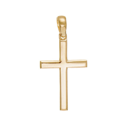 14ct Gold Plain Cross Pendant - 34mm - FJewellery