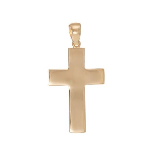 14ct Gold Plain Cross Pendant - 36mm - FJewellery