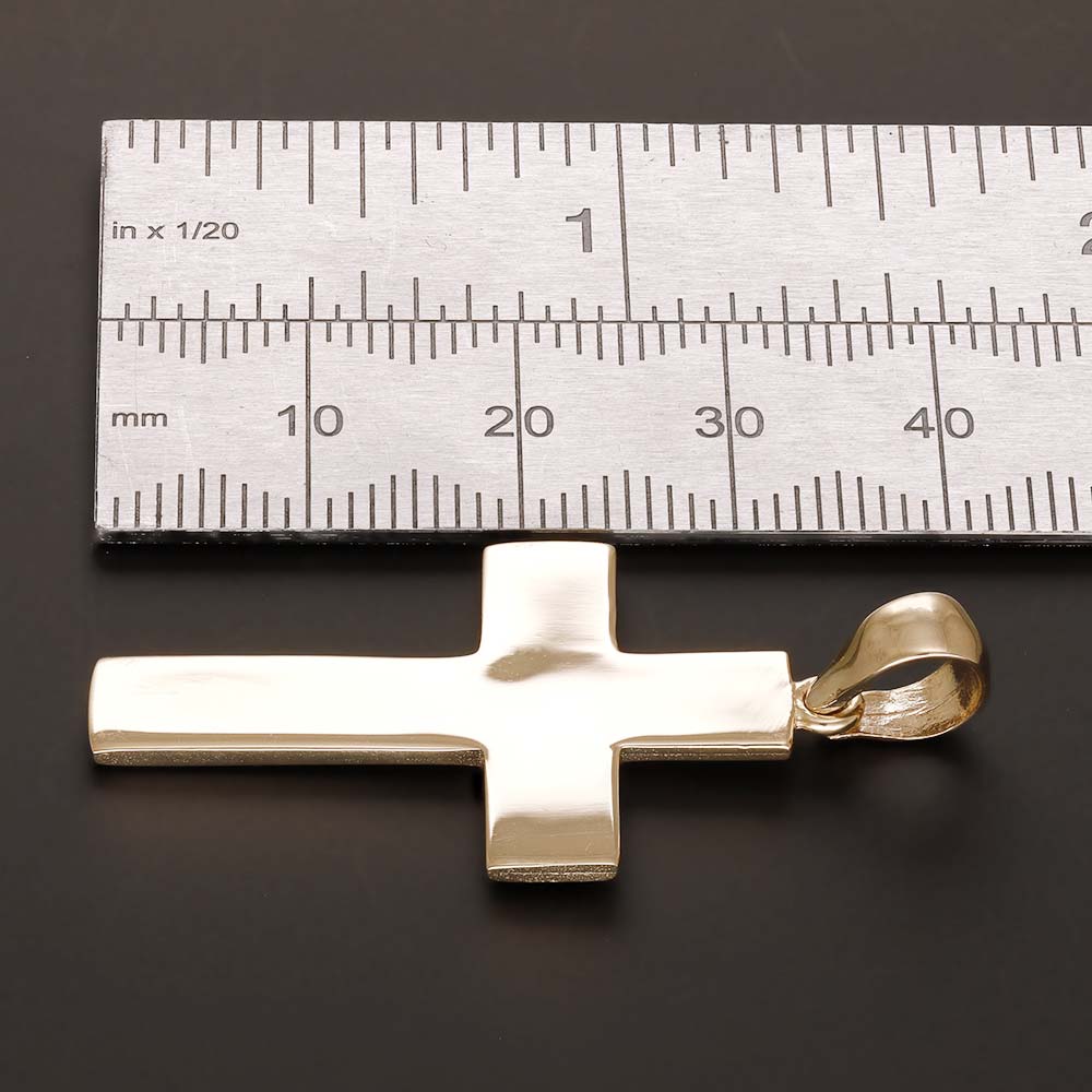 14ct Gold Plain Cross Pendant - 41mm - FJewellery