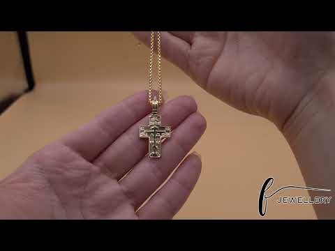 14ct Gold Russian Orthodox Crucifix Cross Pendant - 35mm - FJewellery