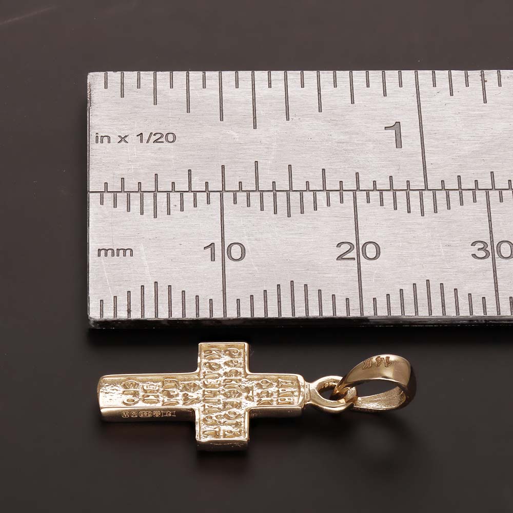 14ct Gold Russian Orthodox Patterned Cross Pendant - 23mm - FJewellery