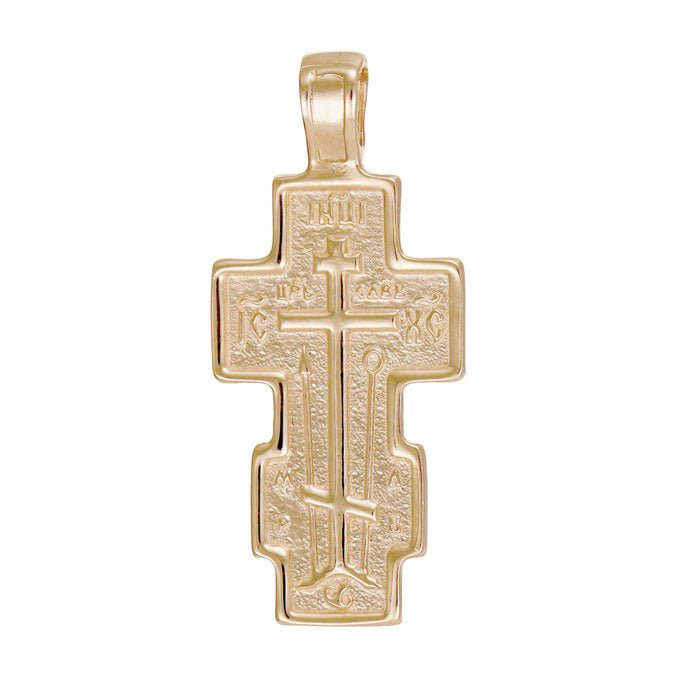14ct Gold Russian Orthodox Patterned Cross Pendant - 32mm - FJewellery