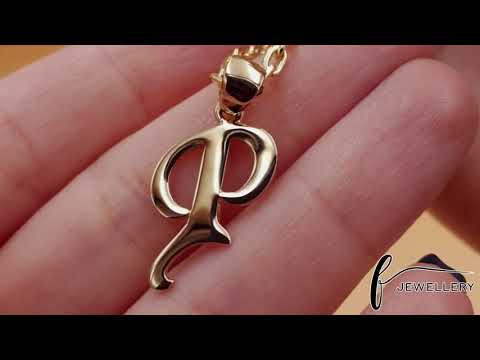 14ct Gold Script Initial Pendant Letter P - 17mm - FJewellery