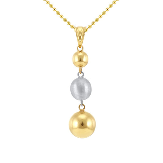 14ct Multi colour Gold Ball Necklace 2021709 - FJewellery