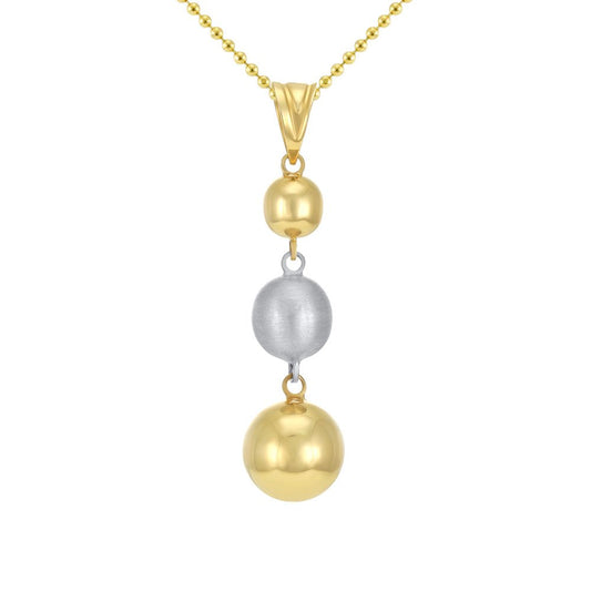14ct Multi colour Gold Ball Necklace 2021728 - FJewellery
