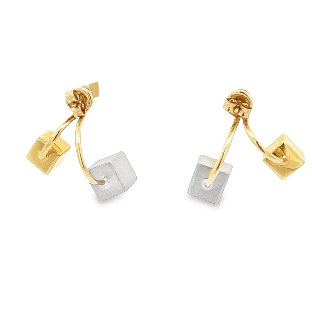 14ct Multi colour Gold D Shape Earrings 2021364 - FJewellery