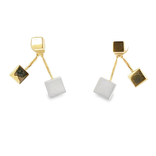 14ct Multi colour Gold D Shape Earrings 2021364 - FJewellery
