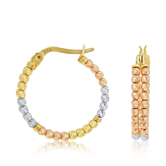 14ct Multi-Colour gold Hoop Earrings - FJewellery
