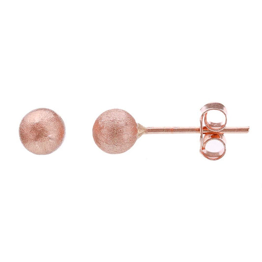 14ct Rose Gold 5mm Satin Round Stud Earrings - FJewellery
