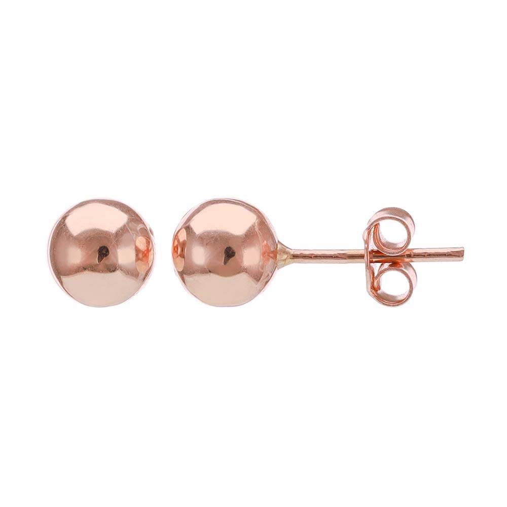 14ct Rose Gold 8mm Polished Round Stud Earrings - FJewellery