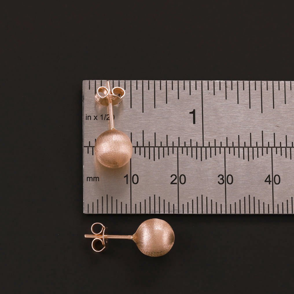 14ct Rose Gold 8mm Textured Ball Stud Earrings - FJewellery