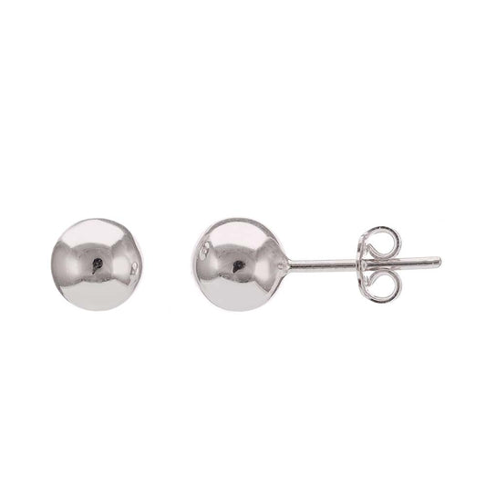 14ct White Gold 7mm Polished Round Stud Earrings - FJewellery