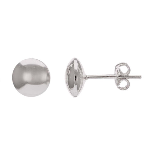 14ct White Gold 8mm Round Stud Earrings - FJewellery