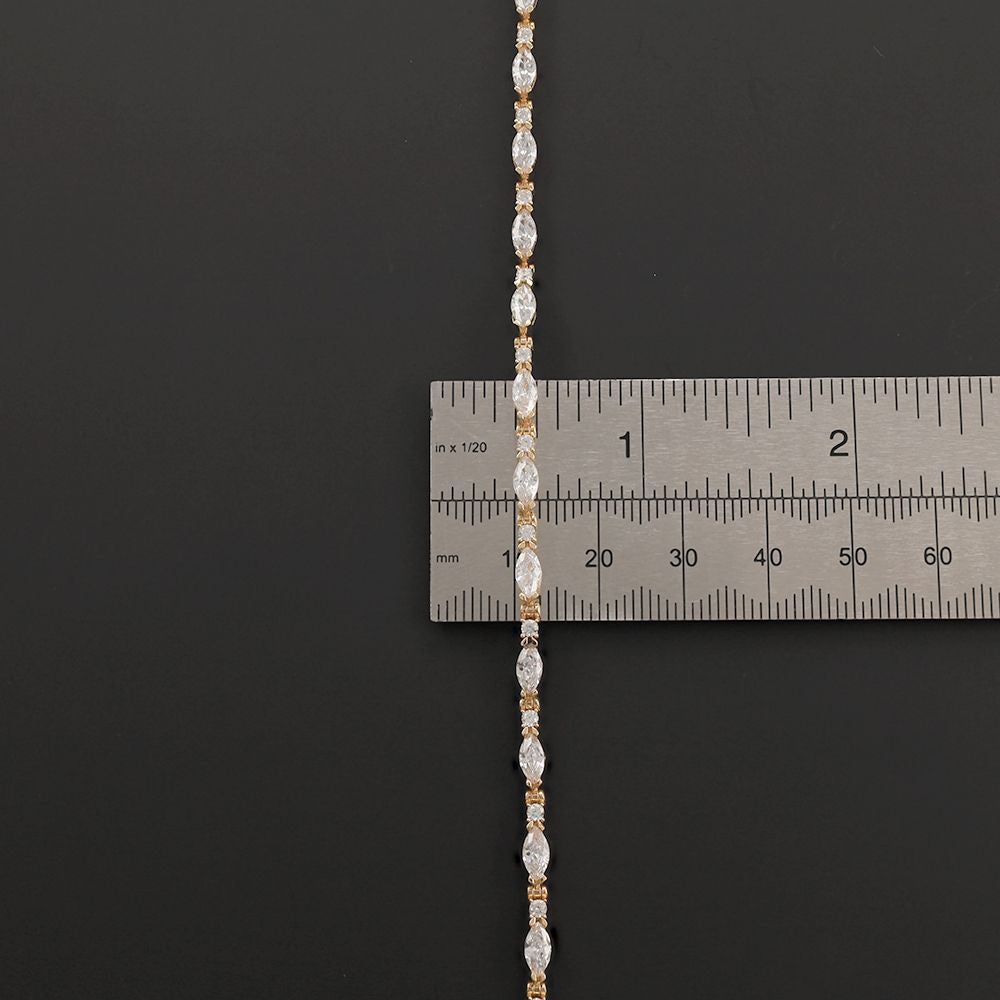 14ct White Gold White Cubic Zirconia Tennis Bracelet - 3mm - FJewellery