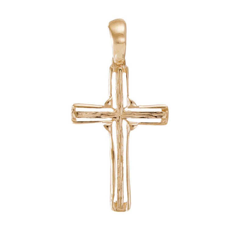 14ct Y Gold Framed Cross Pendant - 34mm - FJewellery