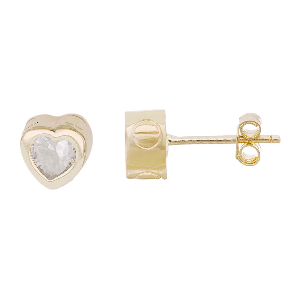 14ct Y Gold Heart Shape Stud Earrings - FJewellery