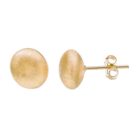 14ct Yellow Gold 10mm Satin Oval Stud Earrings - FJewellery