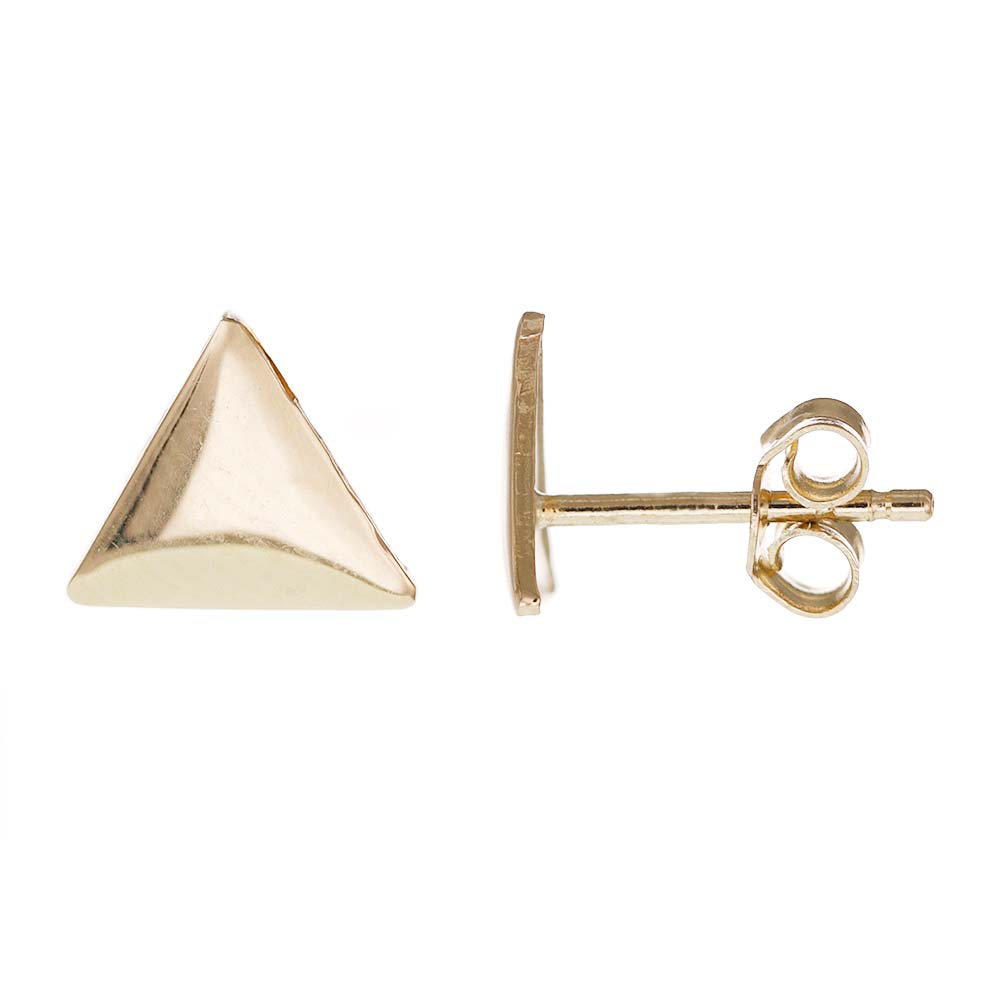 14ct Yellow Gold 10mm Triangle Stud Earrings - FJewellery