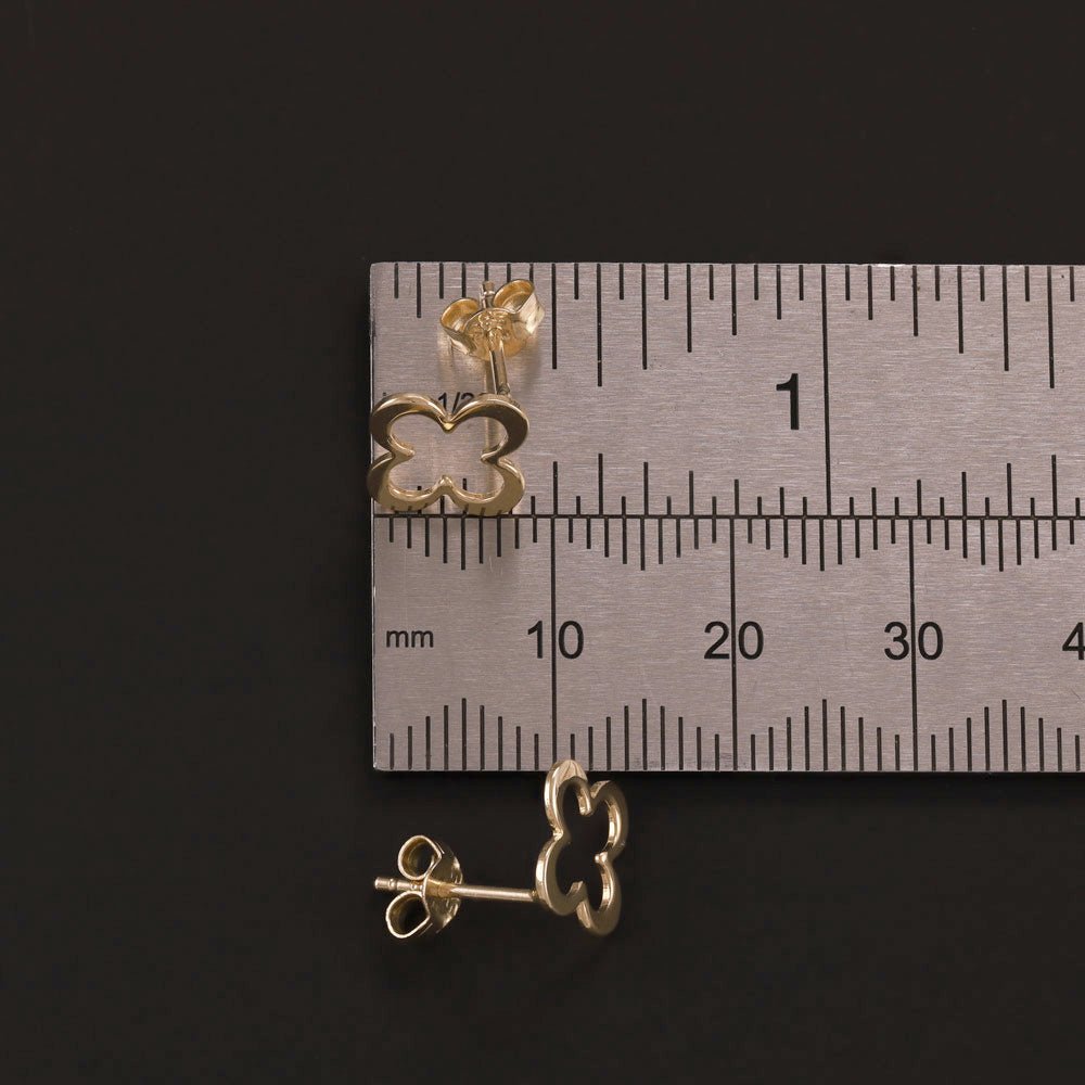 14ct Yellow Gold 11mm Flower Shaped Stud Earrings - FJewellery