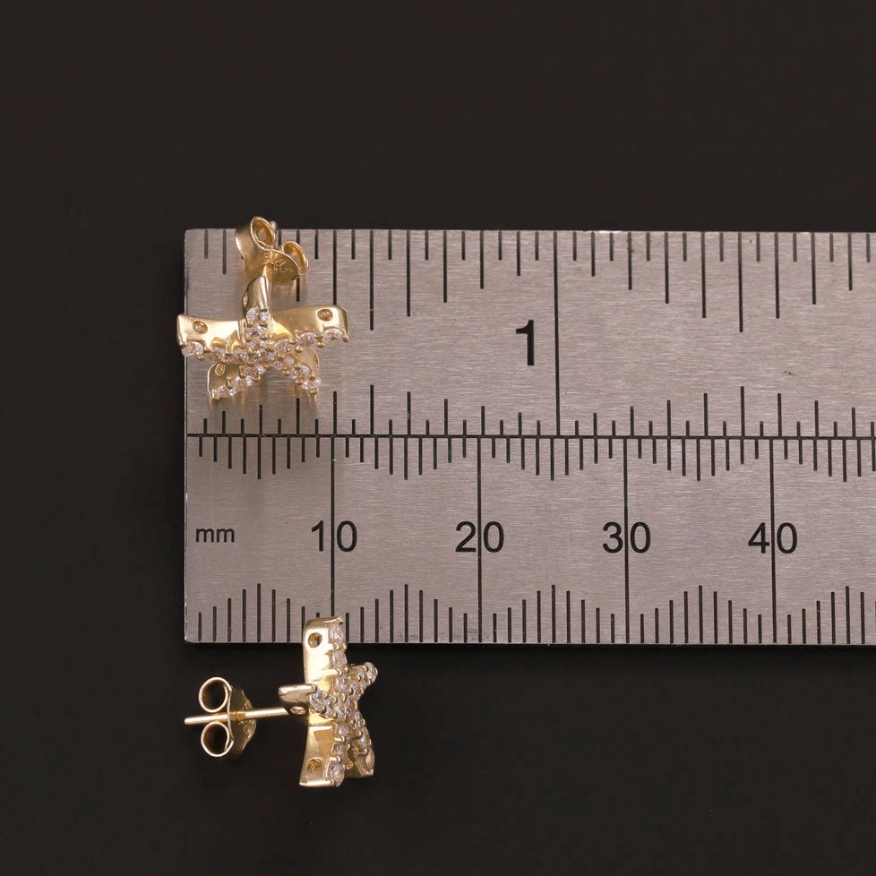 14ct Yellow Gold 11mm Star Stud Earrings - FJewellery