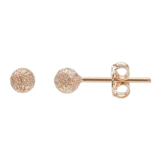 14ct Yellow Gold 4mm Textured Ball Stud Earrings - FJewellery