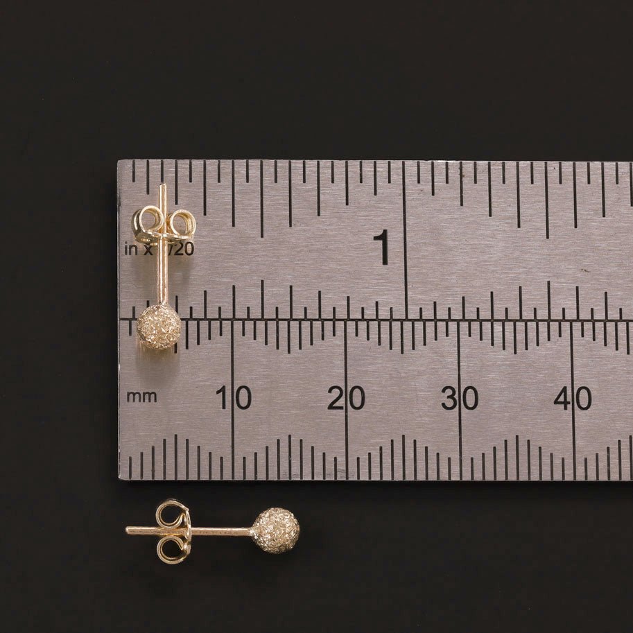 14ct Yellow Gold 4mm Textured Ball Stud Earrings - FJewellery