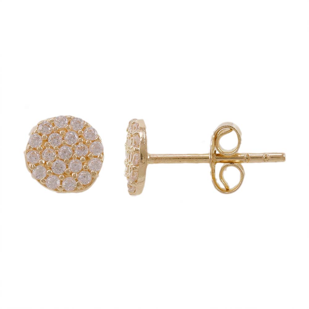 14ct Yellow Gold 8mm Circle Stud Earrings - FJewellery