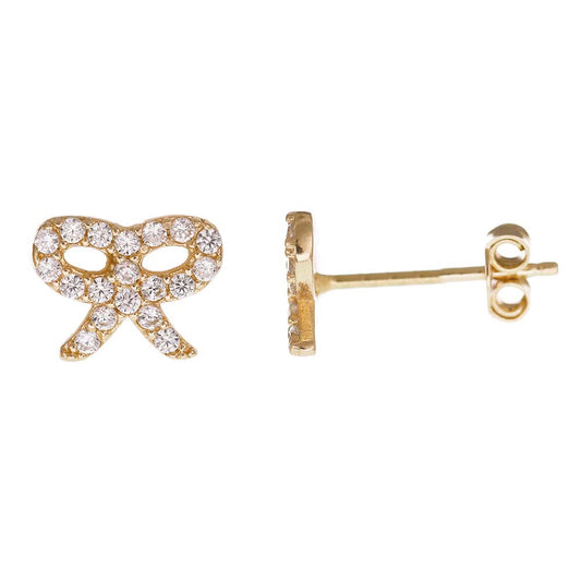 14ct Yellow Gold Bow Stud Earrings - FJewellery