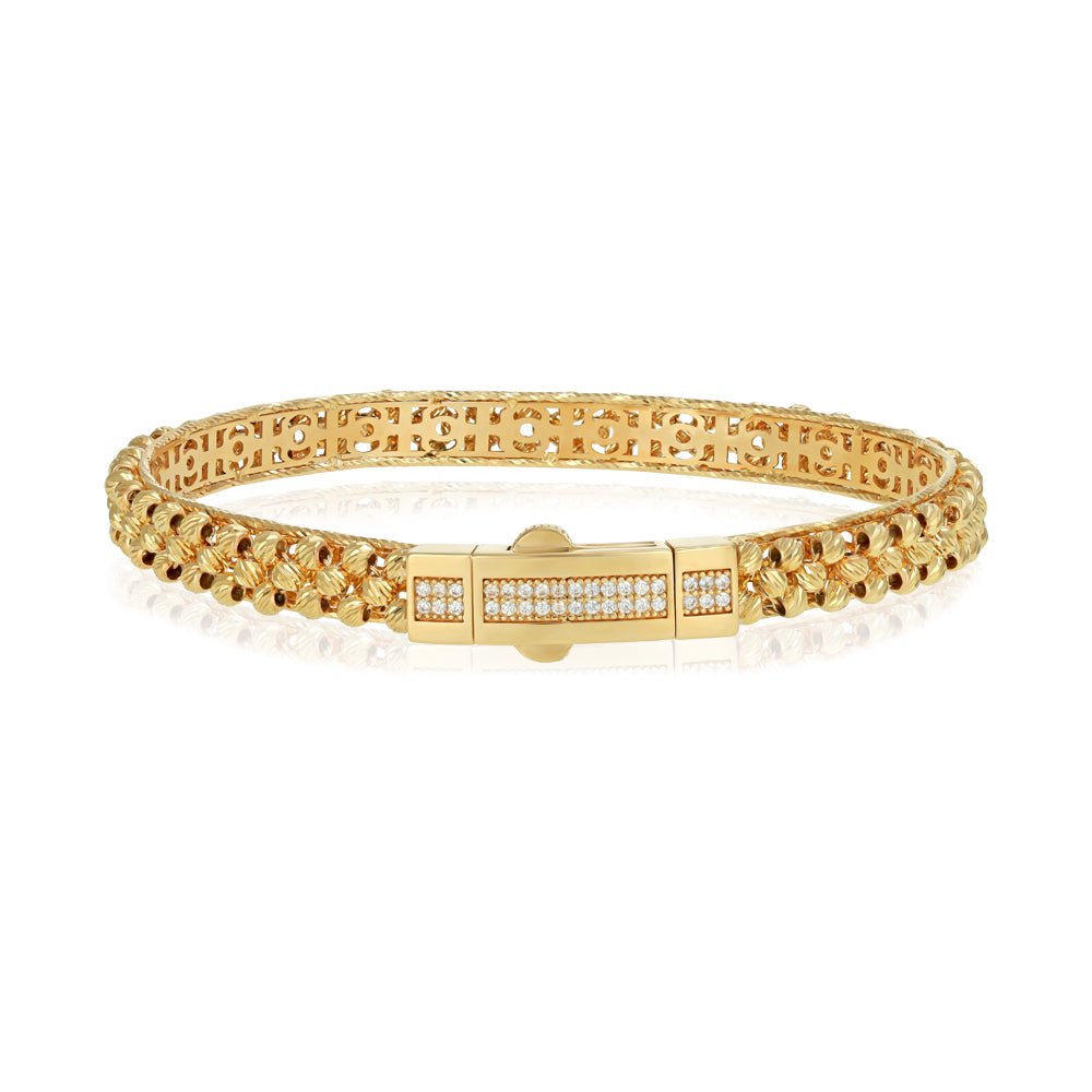 14ct Yellow Gold classic beads bangle 02022241 - FJewellery